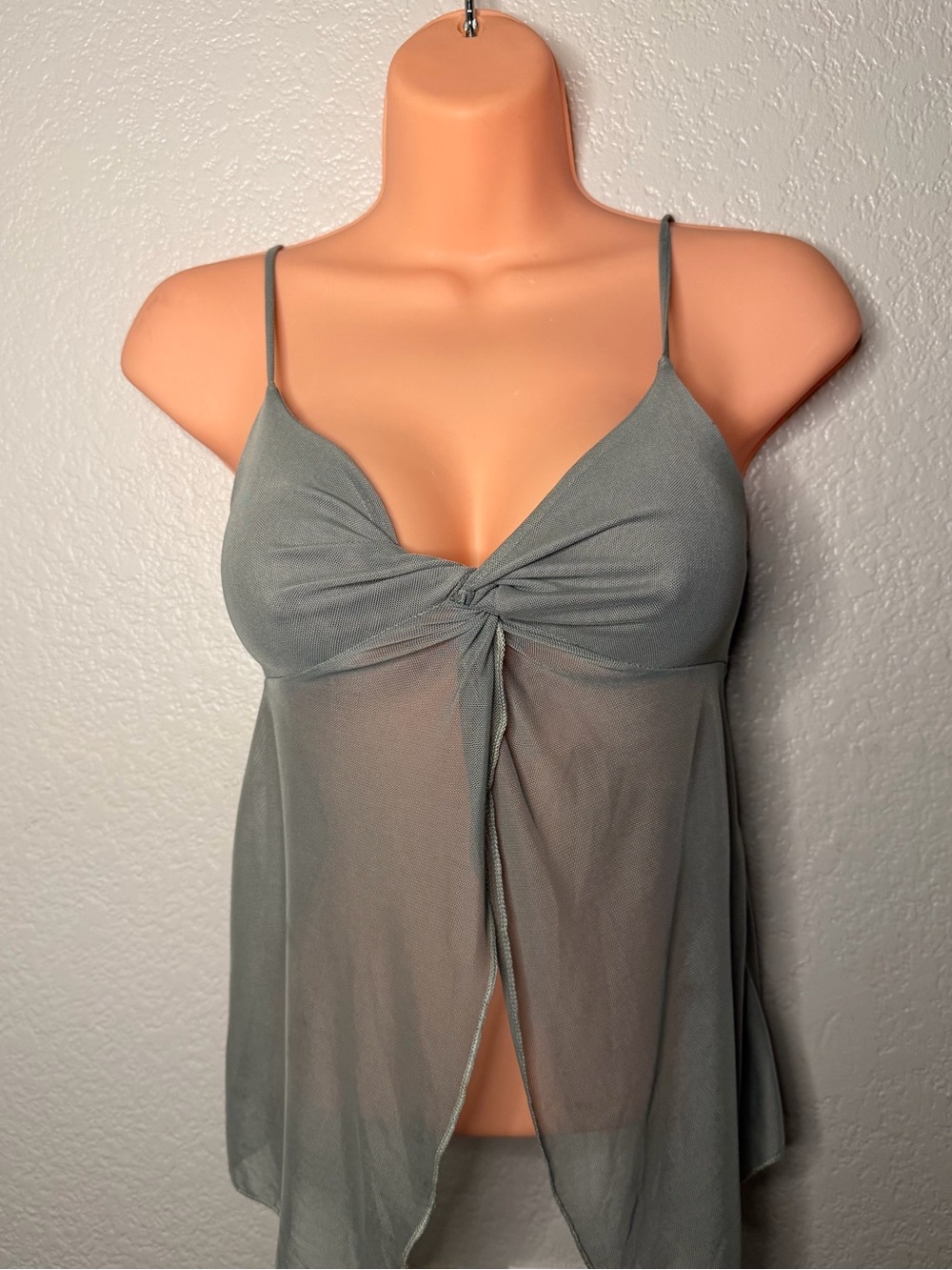 Full Tilt Sage Green Sheer Tie-Front Cami